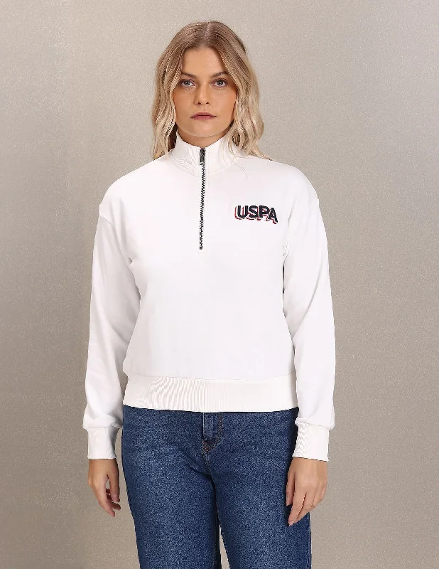 High Neck Solid Sweatshirt