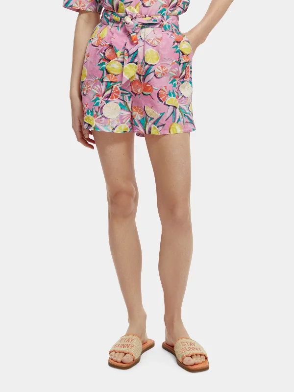 High-rise casual printed shorts