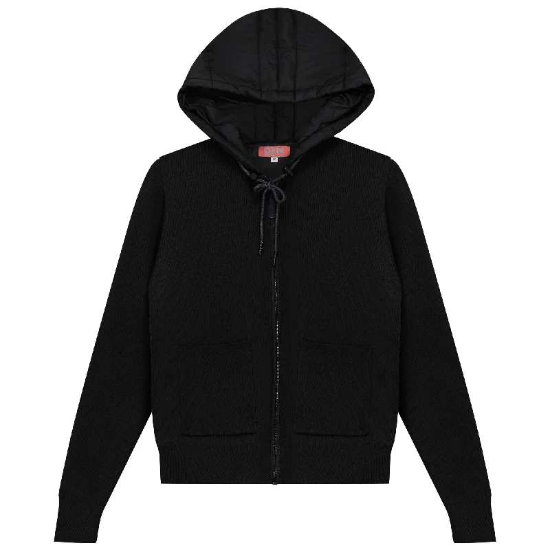 Knit Quilt Hooded Jacket