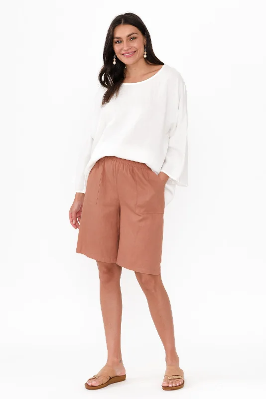 Leigh Rust Linen Blend Bermuda Shorts