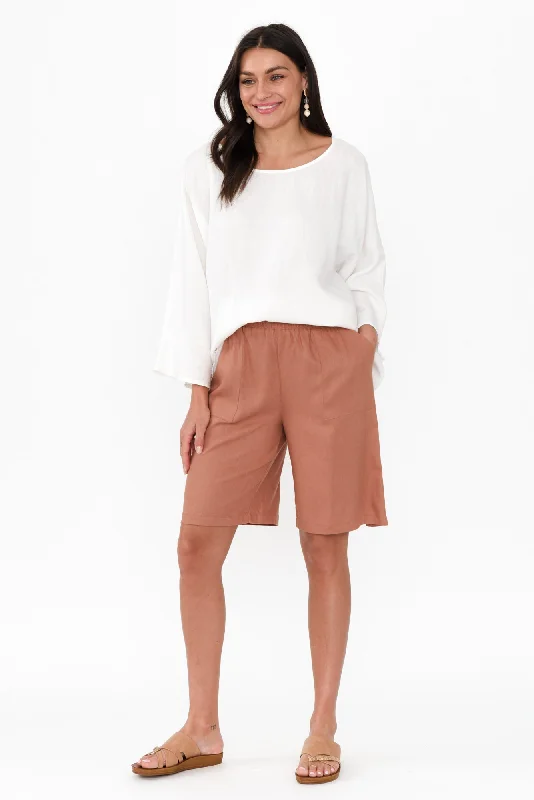 Leigh Rust Linen Blend Bermuda Shorts