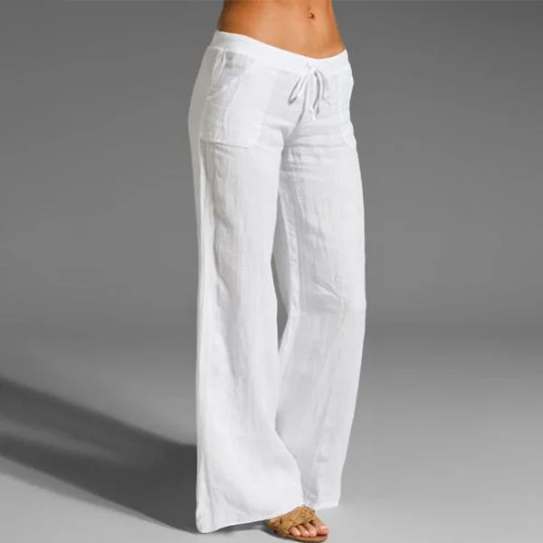 Linen Low Rise Wide Leg Pants