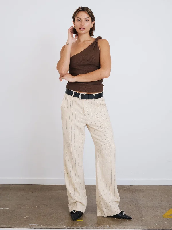 Olivia Pinstripe Pant - Tofu