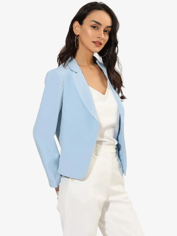 Open Front Office Work Business Crop Suit Blazer Jacket