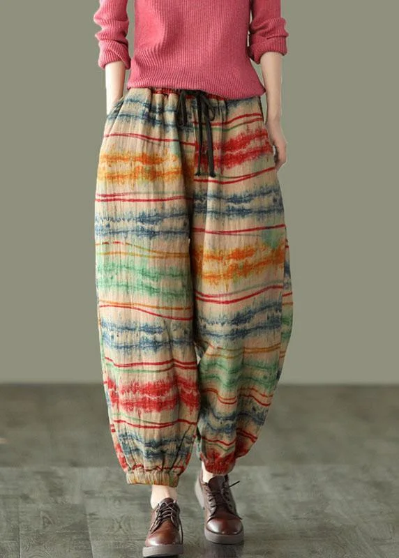 Beautiful Sunset Print Fall Linen Harem Pants-Limited Stock