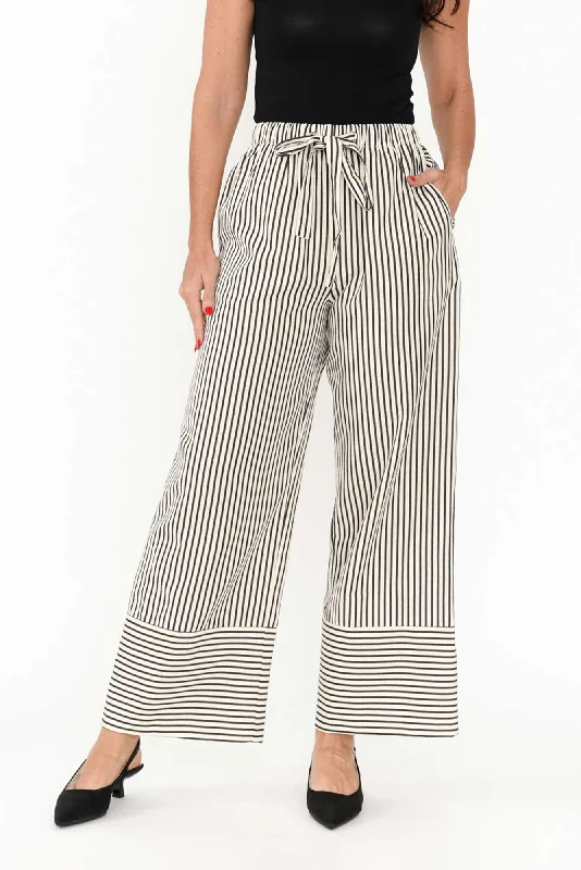 Portia Black Stripe Drawstring Pants