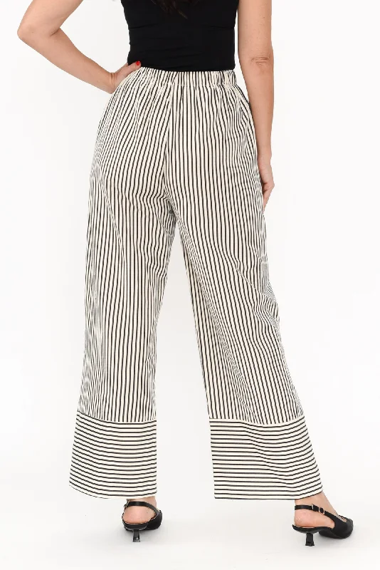 Portia Black Stripe Drawstring Pants