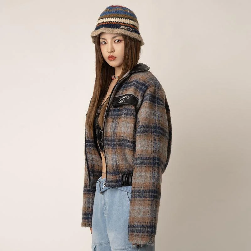 RTK (W) No. 1420 PLAID WOOLEN COLLAR SHIRT JK