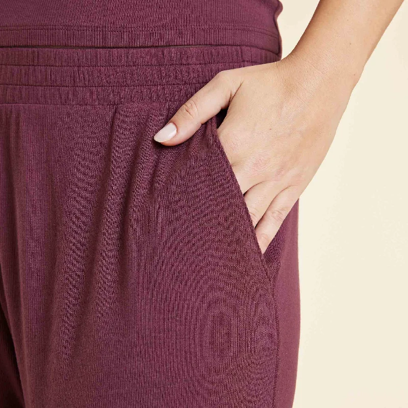 Slinky Rib Wide Leg Pant | Merlot