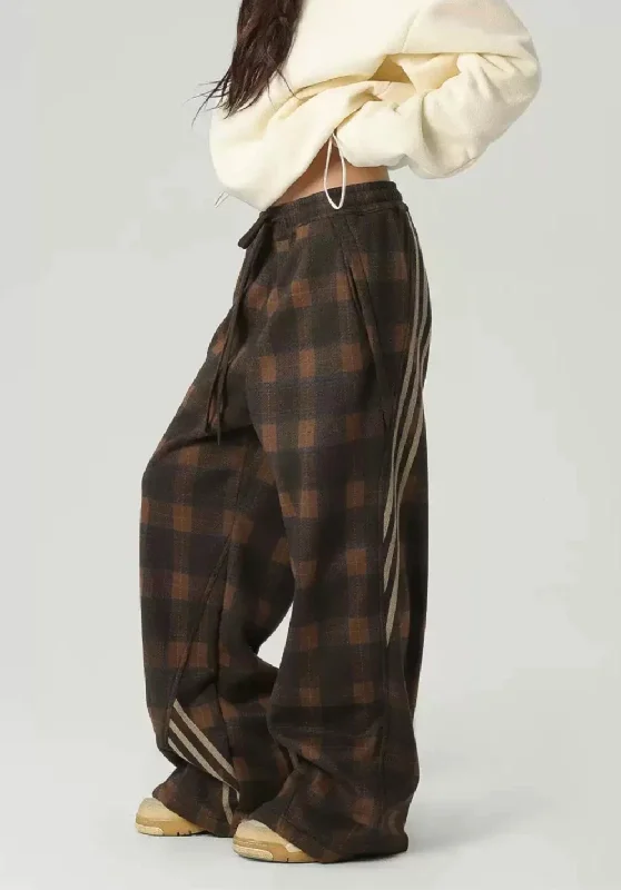 Sports Plaid Striped Paratrooper Pants