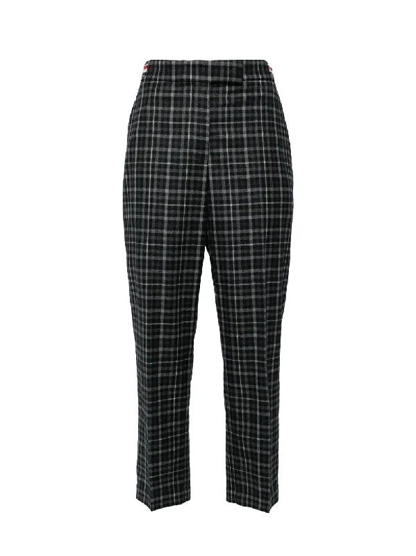 Plaid-Check Tailored Trousers (Charcoal)