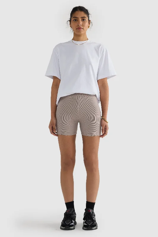 Malia Ribbed Bike Shorts Taupe