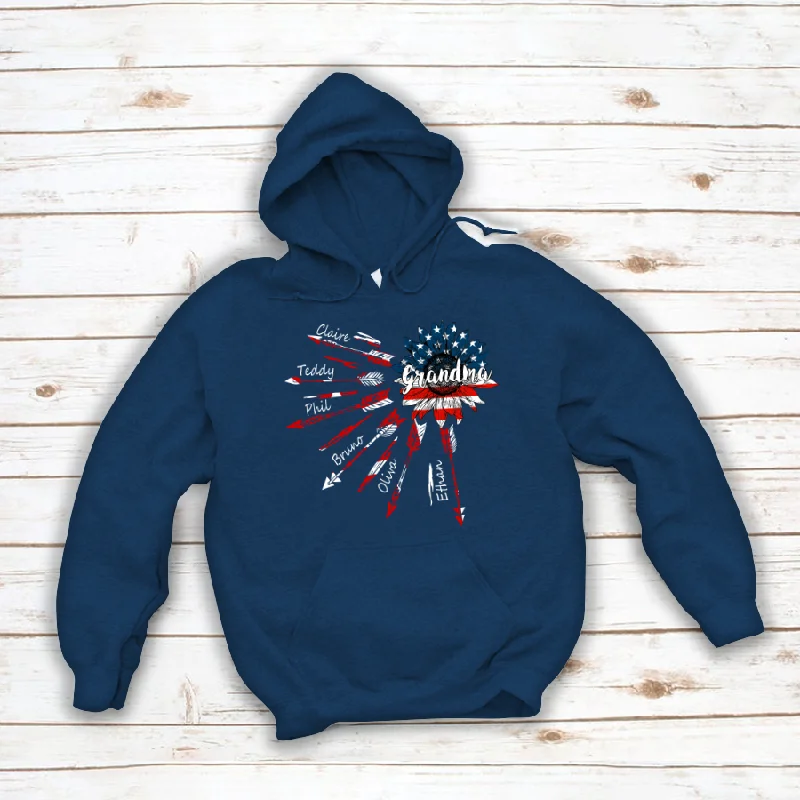 America Sunflower Grandma With Kids Personalized CTH01 Hoodie