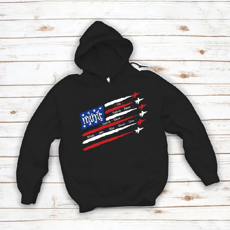 American Flag Jet Fighter 4th of july Mimi with grandmakids CL01 Hoodie