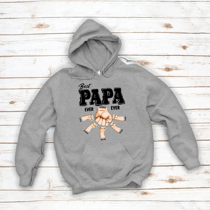 Best Papa Ever Ever And Hand Kids Names Hoodie