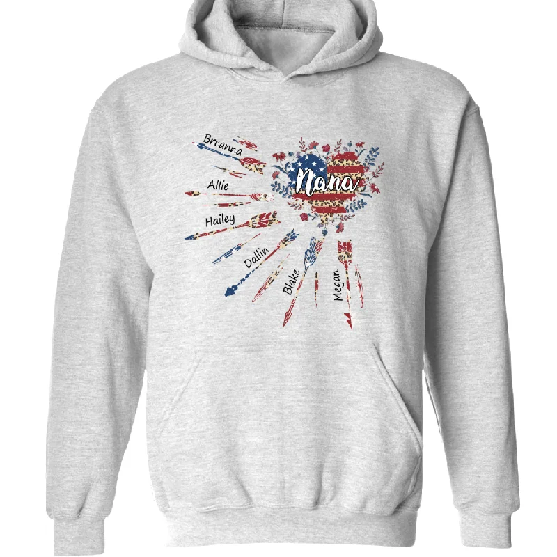 Custom Nana Heart Flower American Flag TH Hoodie