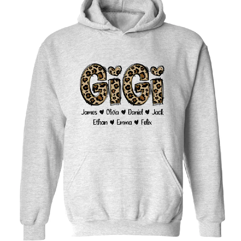 Gigi Leopard Glitter, Custom Gigi And Kids, Gift For Grandma, Mother's Day Gift TH Hoodie