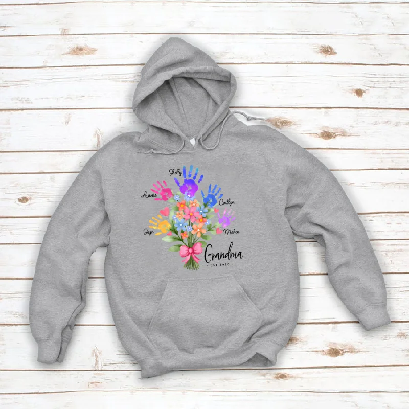 Grandma Est Flower Hand And Kids Hoodie