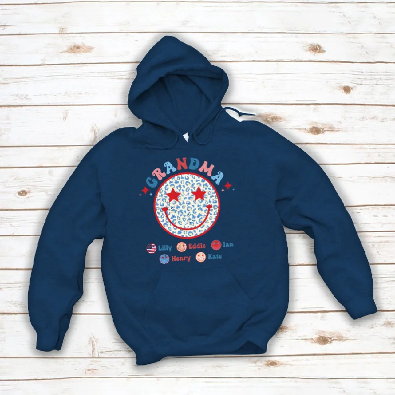 Grandma Retro Smiley Face And Kids Hoodie