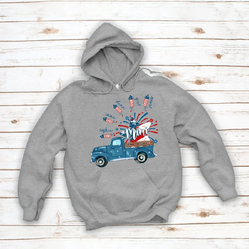 Grandma Truck Star 4th Of July and grandkids CL01 Hoodie