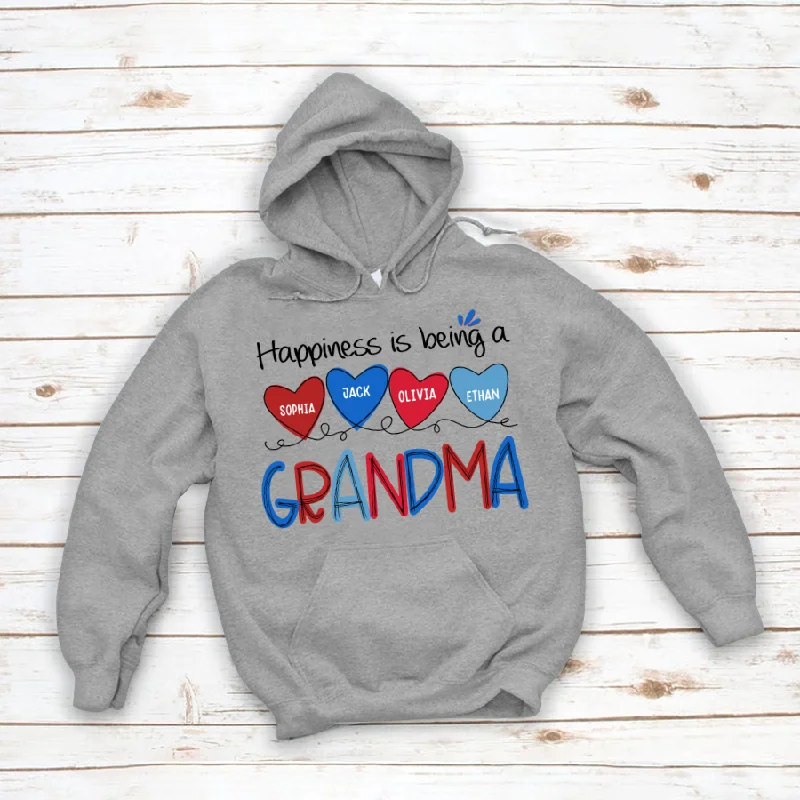 Happiness is being a Grandma and grandkids 4th july american flag CL01 Hoodie