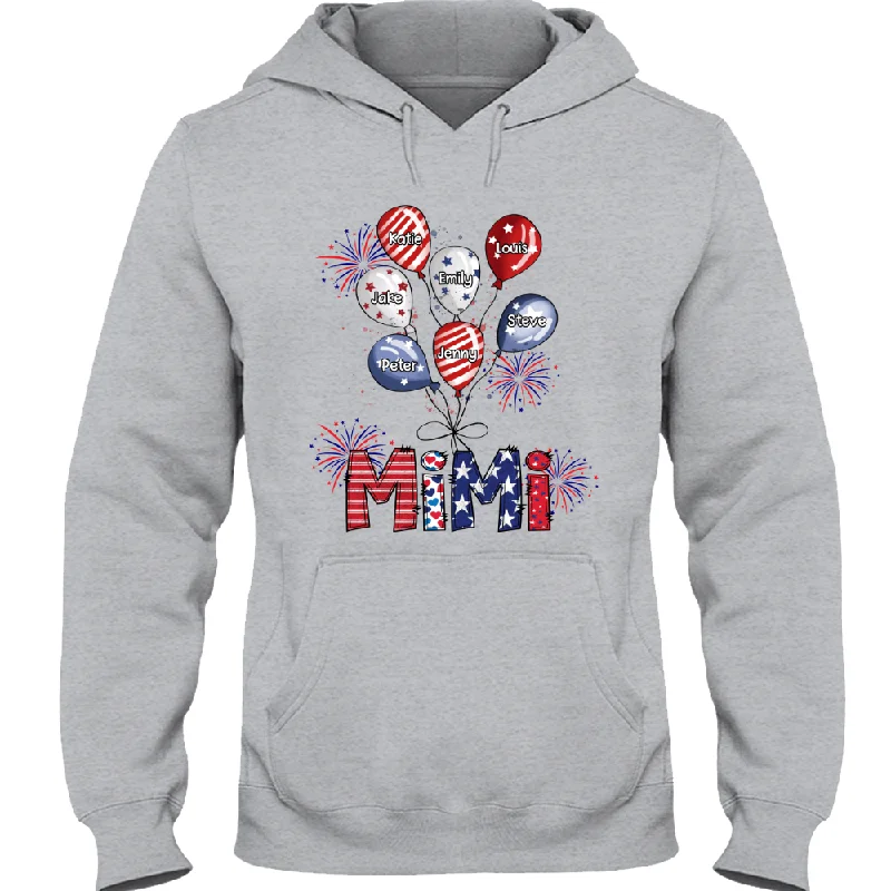 Mimi And Balloon Kids 4th Of July, Custom Mimi & Grandkids, Gift For Grandma 4th Of July TH Hoodie