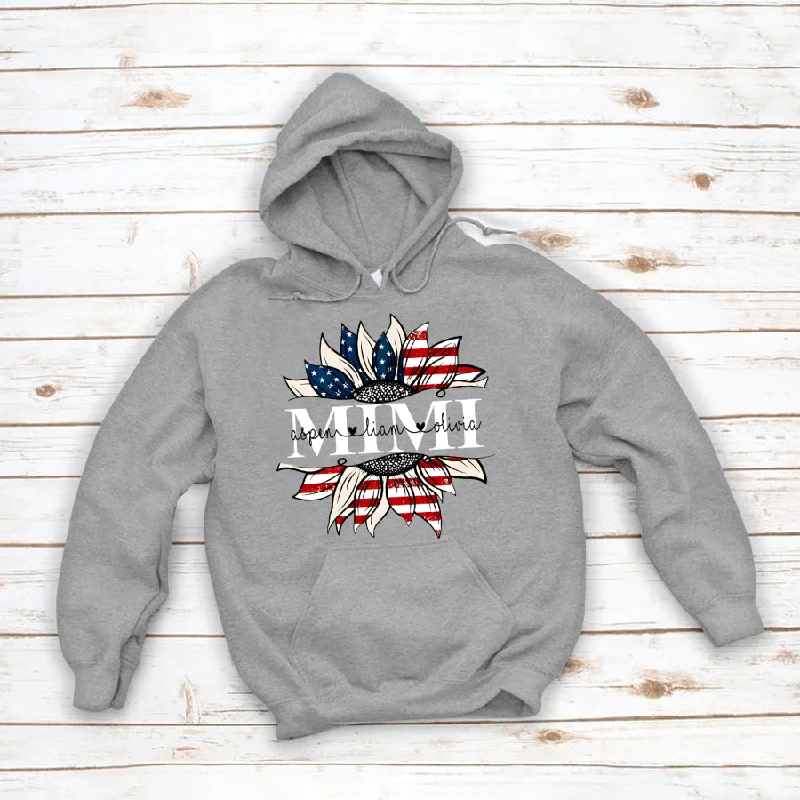 Mimi And Grandkids Sunflower Independence Hoodie