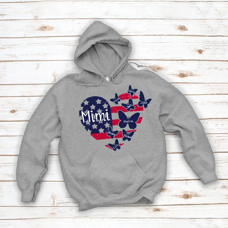 Mimi Butterfly American Flag Heart 4th july CL01 Hoodie