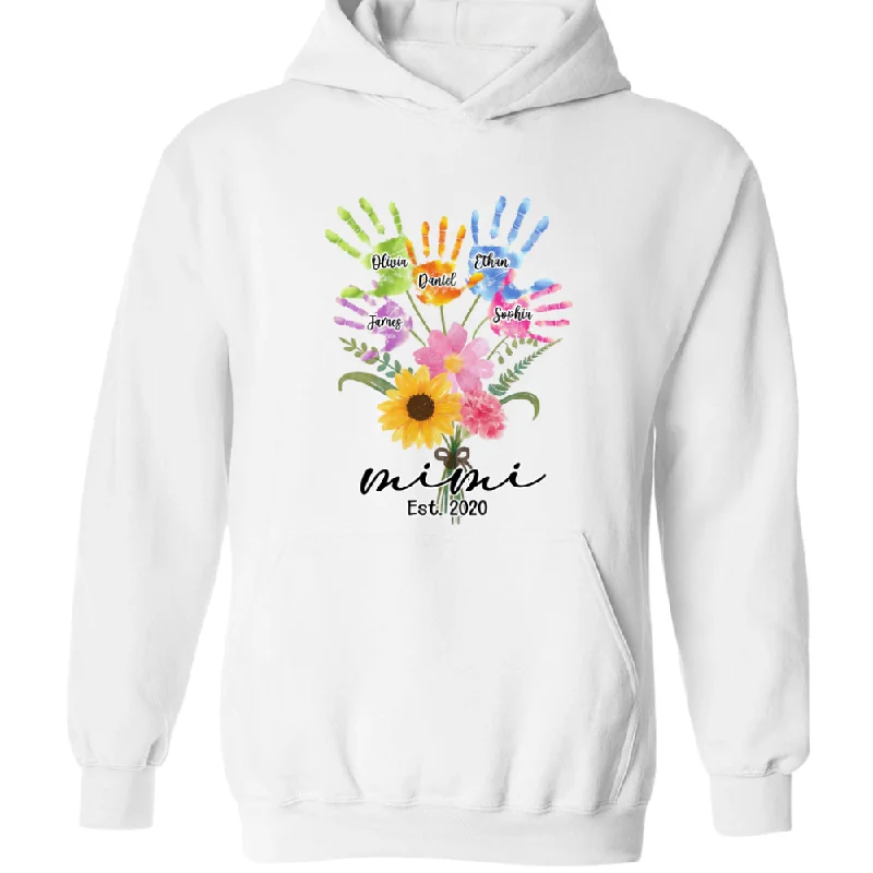 Mimi Est Hand Flower Shirt, Custom Mimi Est With Kids, Mother's Day Gift TH Hoodie