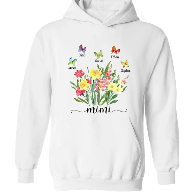 Mimi Flower Watercolor Shirt, Custom Mimi And Grandkids Shirt, Gift For Grandma, Mother's Day Gift TH Hoodie