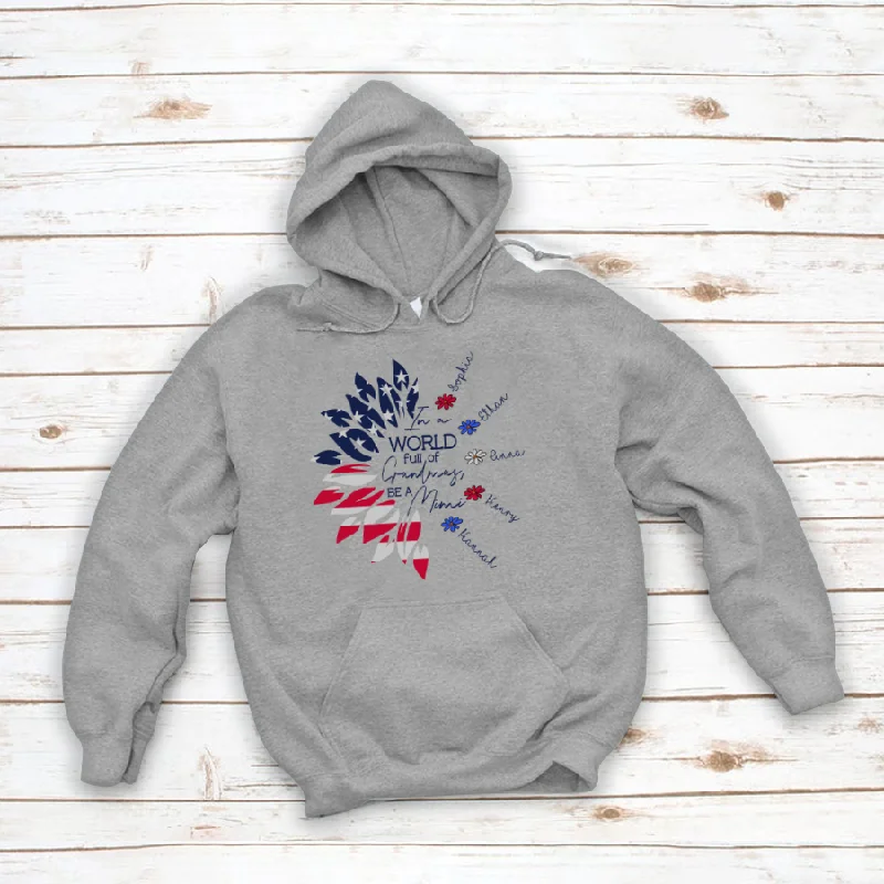 Mimi Sunflower 4th July And Grandkids Hoodie