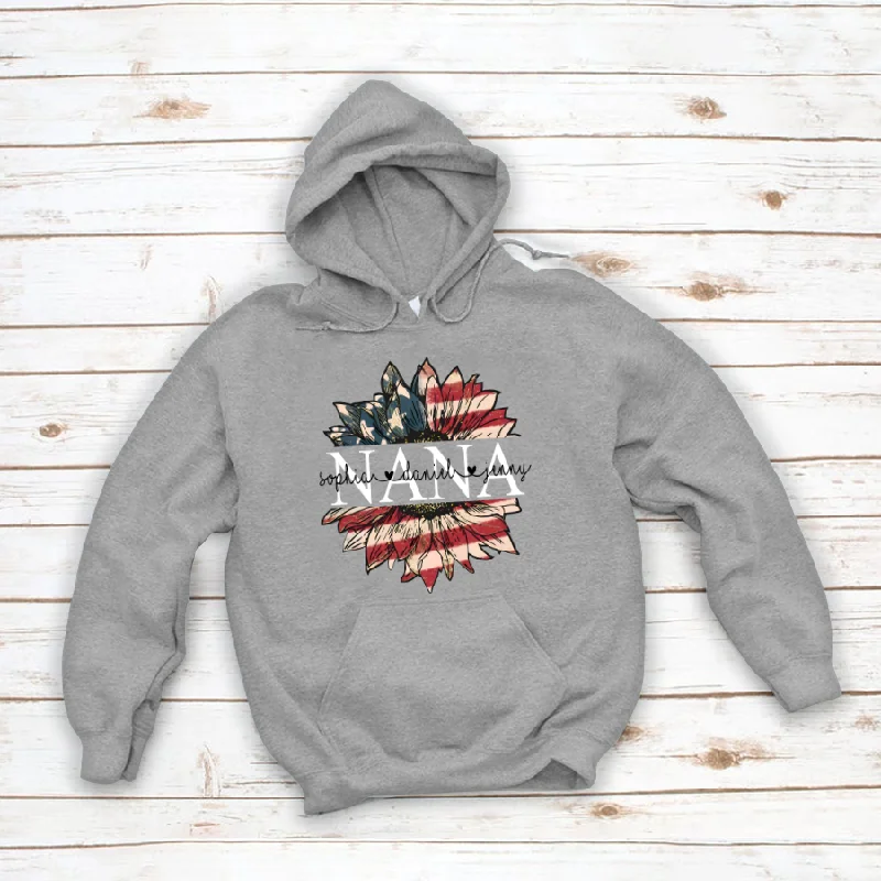 Nana And Kids Sunflower America Flag CTH01 Hoodie