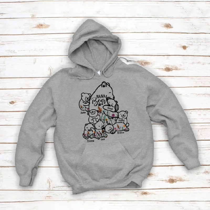 Nana Bear and kids with Wildflowers CL01 Hoodie