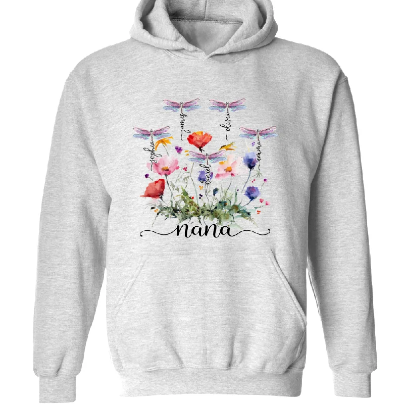 Nana Wildflowers Watercolor, Custom Nana With Grandkids, Mother's Day TH Hoodie