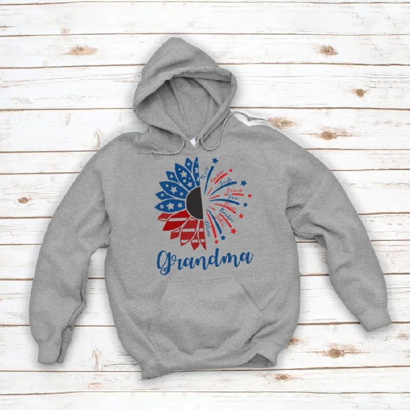 Personalized 4Th Of July Grandma sunflower american CL01 Hoodie