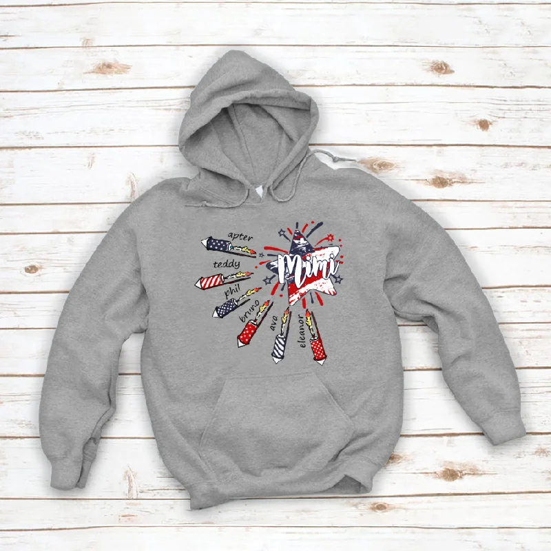 Personalized 4th of july Mimi Star and grandkids CL01 Hoodie