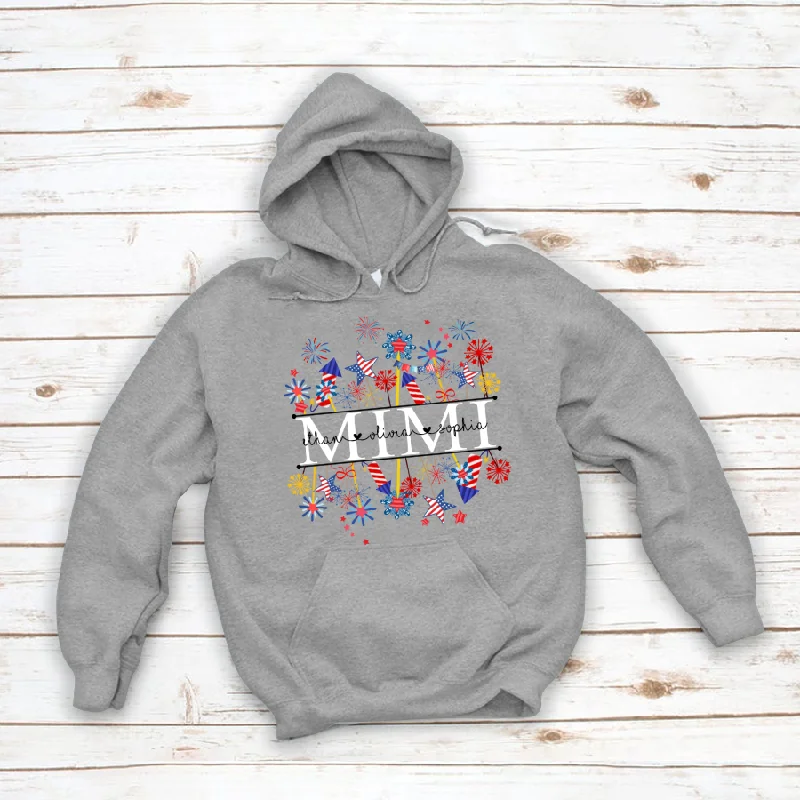 Personalized  Mimi 4th of july Star Fireworks with grandkids CL01 Hoodie