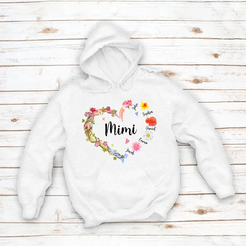 Personalized Mimi Nana Grandma And Kid Flower Heart CTH01 Hoodie