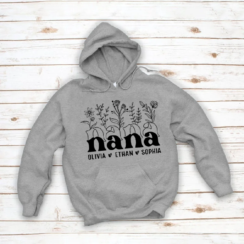 Personalized Nana With Grandkids Flower Mother's Day CL01 Hoodie