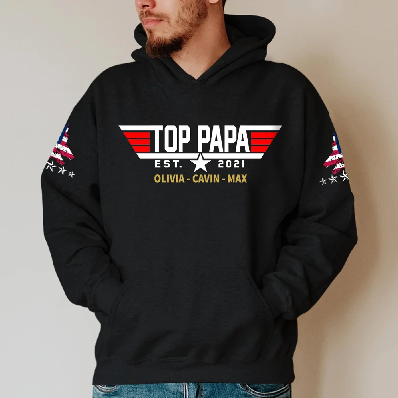 Top Papa Est, Personalized Papa, Grandpa's Birthday, Father's Day Gift Hoodie