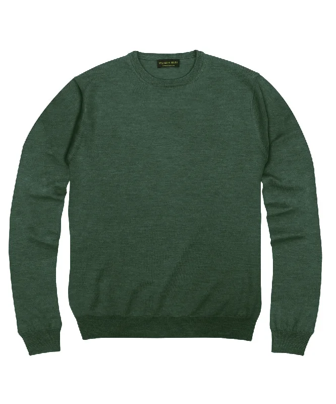 Seasonal sale  100% Pure Merino Wool Zegna Baruffa Crewneck Sweater - Hunter