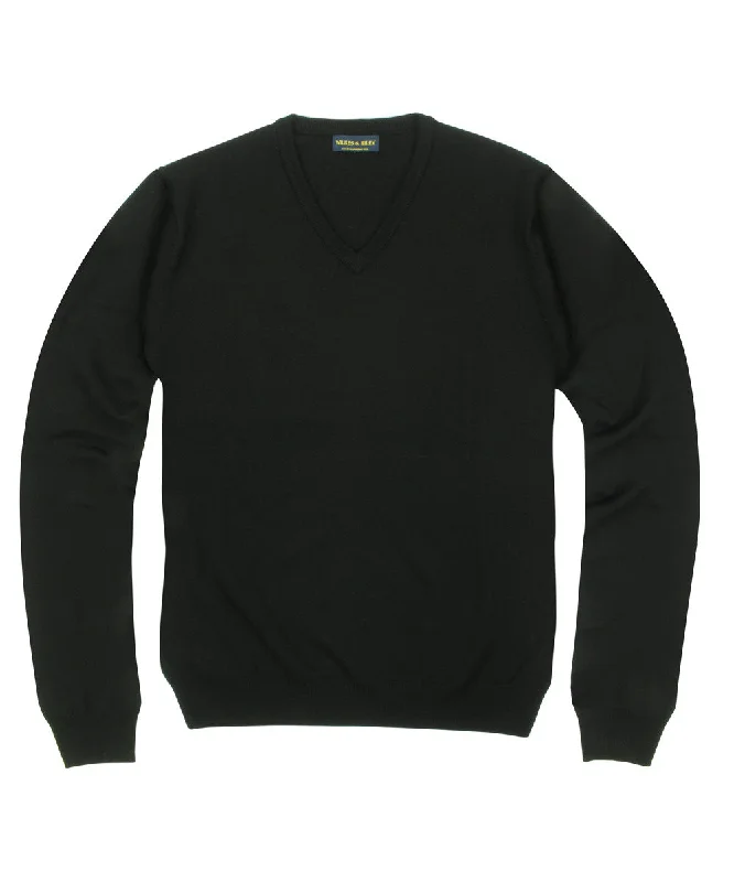 Save big on all types of clothing – Shop the sale now!  100% Pure Merino Wool Zegna Baruffa V-Neck Sweater - Black