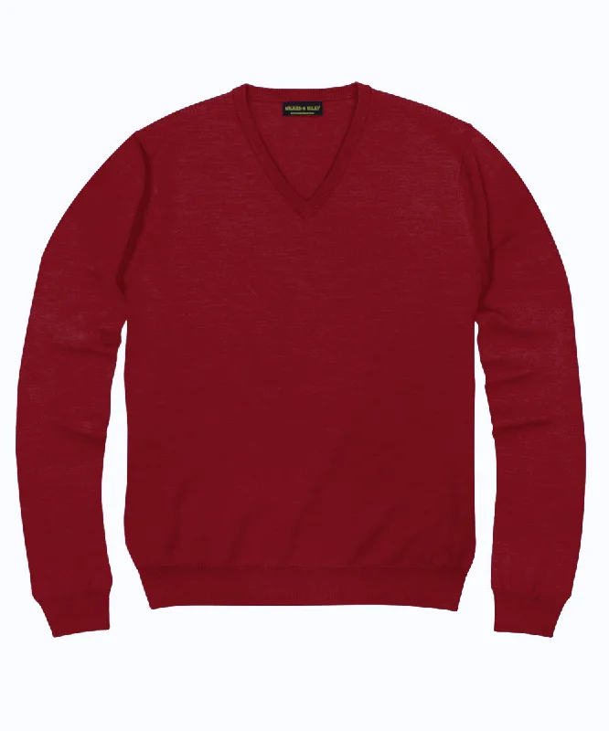 Get stylish outfits for every occasion – Shop now and save! 100% Pure Merino Wool Zegna Baruffa V-Neck Sweater - Red Get stylish outfits for every occasion – Shop now and save! 100% Pure Merino Wool Zegna Baruffa V-Neck Sweater - Red
