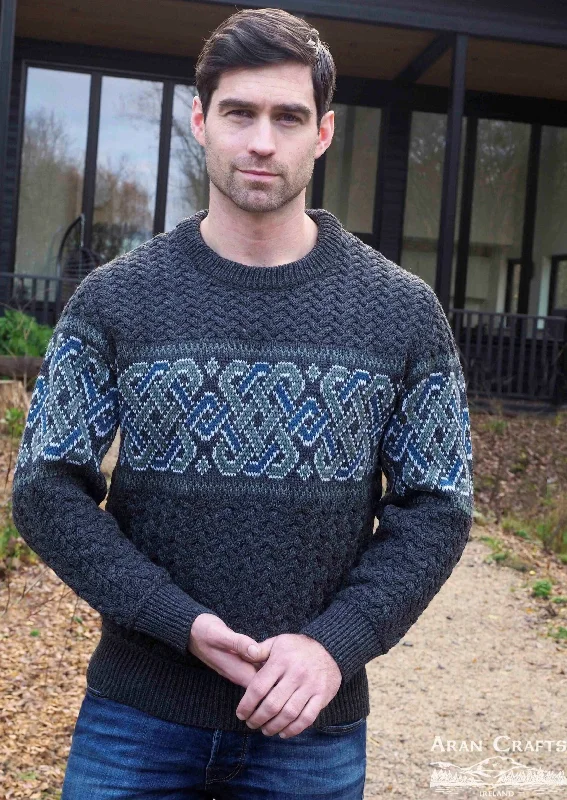 Time to upgrade your wardrobe – shop men’s fashion on sale. Aran Crafts Celtic Jacquard Sweater | Charcoal Time to upgrade your wardrobe – shop men’s fashion on sale. Aran Crafts Celtic Jacquard Sweater | Charcoal