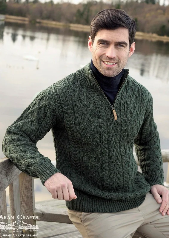 Massive markdowns on clothing items you love – Hurry before they’re gone! Aran Crafts Men's Half Zip Sweater | Green Massive markdowns on clothing items you love – Hurry before they’re gone! Aran Crafts Men's Half Zip Sweater | Green