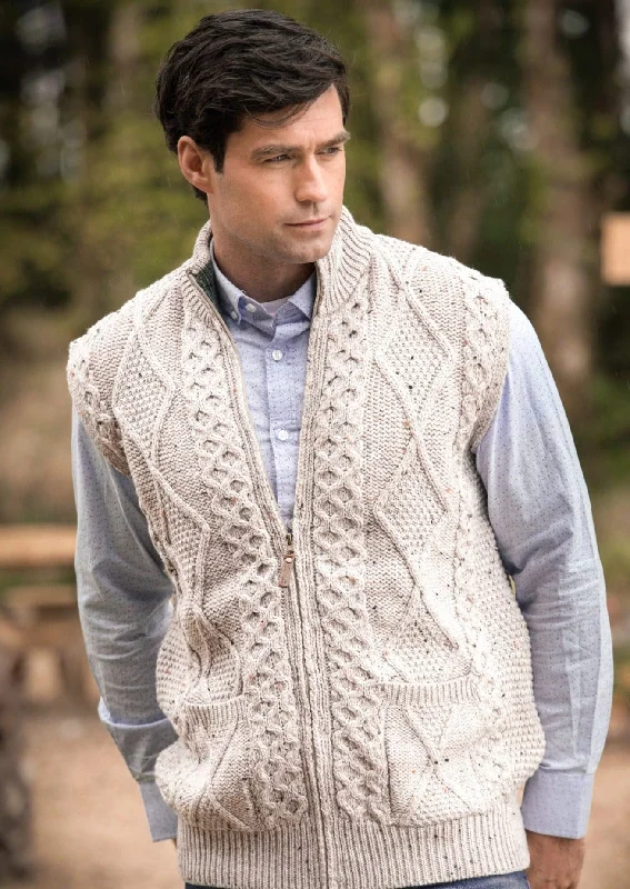 Clearance sale – shop men's clothing at discounted prices! Men's Aran Zip Gilet | Oatmeal Clearance sale – shop men's clothing at discounted prices! Men's Aran Zip Gilet | Oatmeal