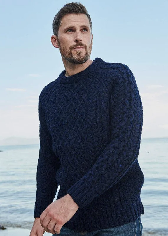 Shop new arrivals in clothing and save –  Aran Donegal Wool Sweater | Navy