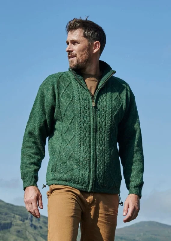 Time to upgrade your wardrobe – shop men’s fashion on sale.  Mens Lined Wool Aran Cardigan | Green