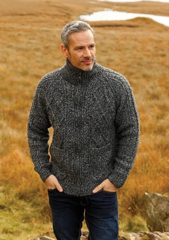 Refresh your wardrobe with the best deals on men's fashion. Handknit Men's Aran Cardigan | Silver Refresh your wardrobe with the best deals on men's fashion. Handknit Men's Aran Cardigan | Silver