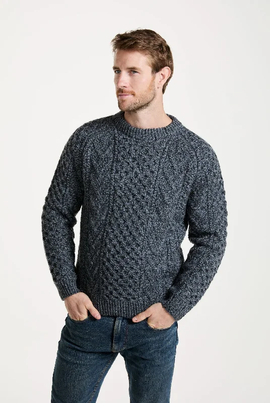 Shop stylish and affordable clothes –   Aran Handknit Crew Neck Sweater | Silver